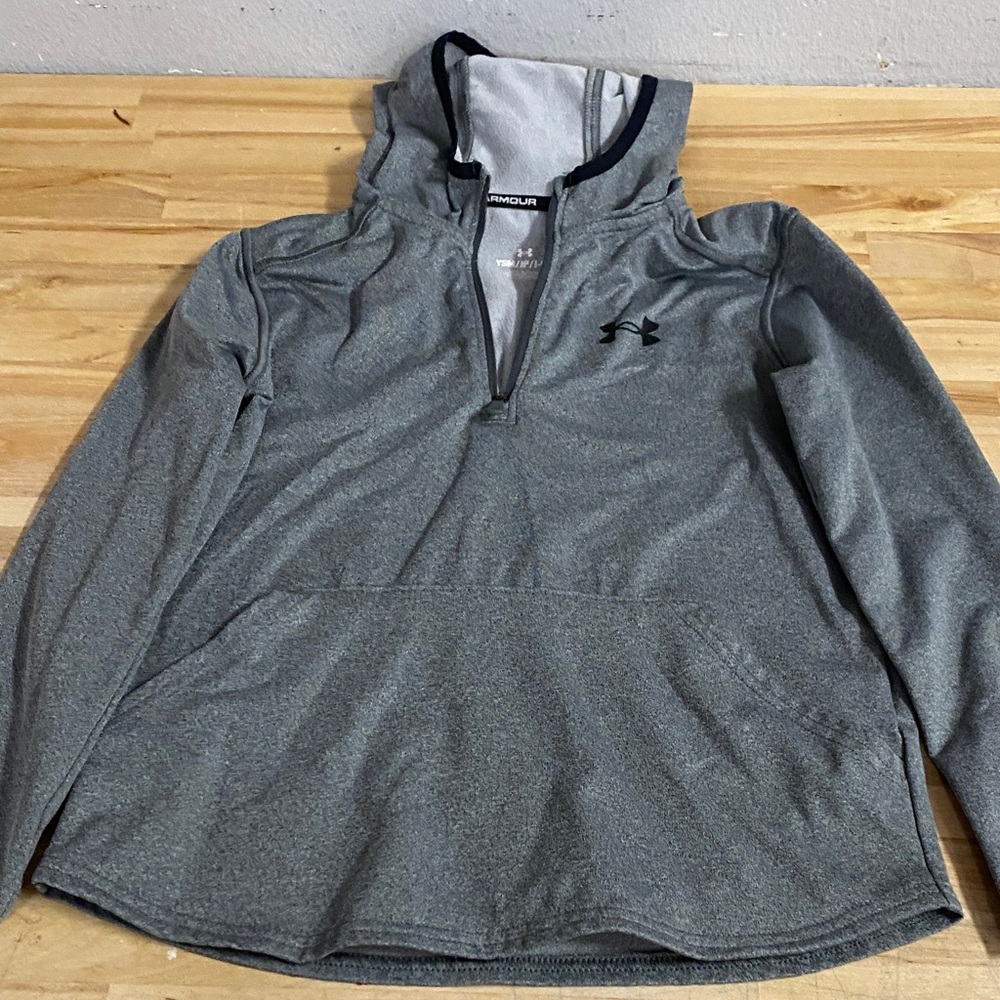 Under Armour Gray Quarter-Zip Hoodie Pullover kids size youth small